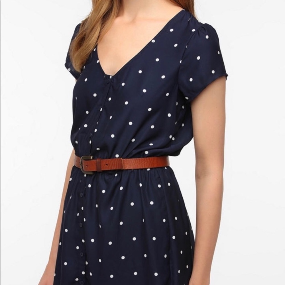 Blue Polka Dot Shirt Dress from Urban Outfitters